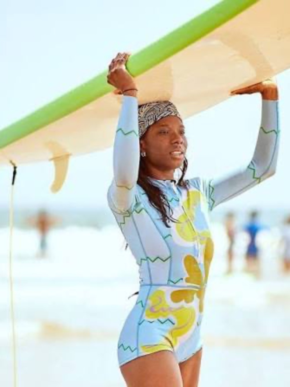 Cynthia Rowley Light Blue Long-Sleeve Floral Surf Suit with Lime & Pink Accents - Picture 2 of 11